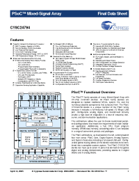 Datasheet CY8C24794 manufacturer Cypress